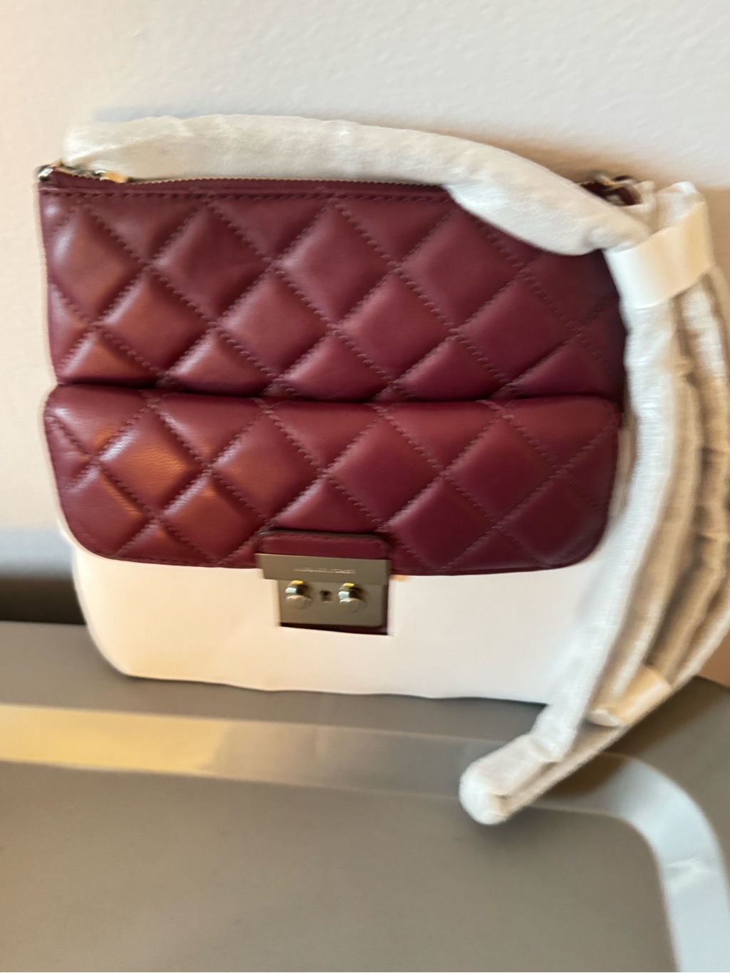 Michael Kors Medium Women's Sloan Swing Plum Leather Crossbody Bag New